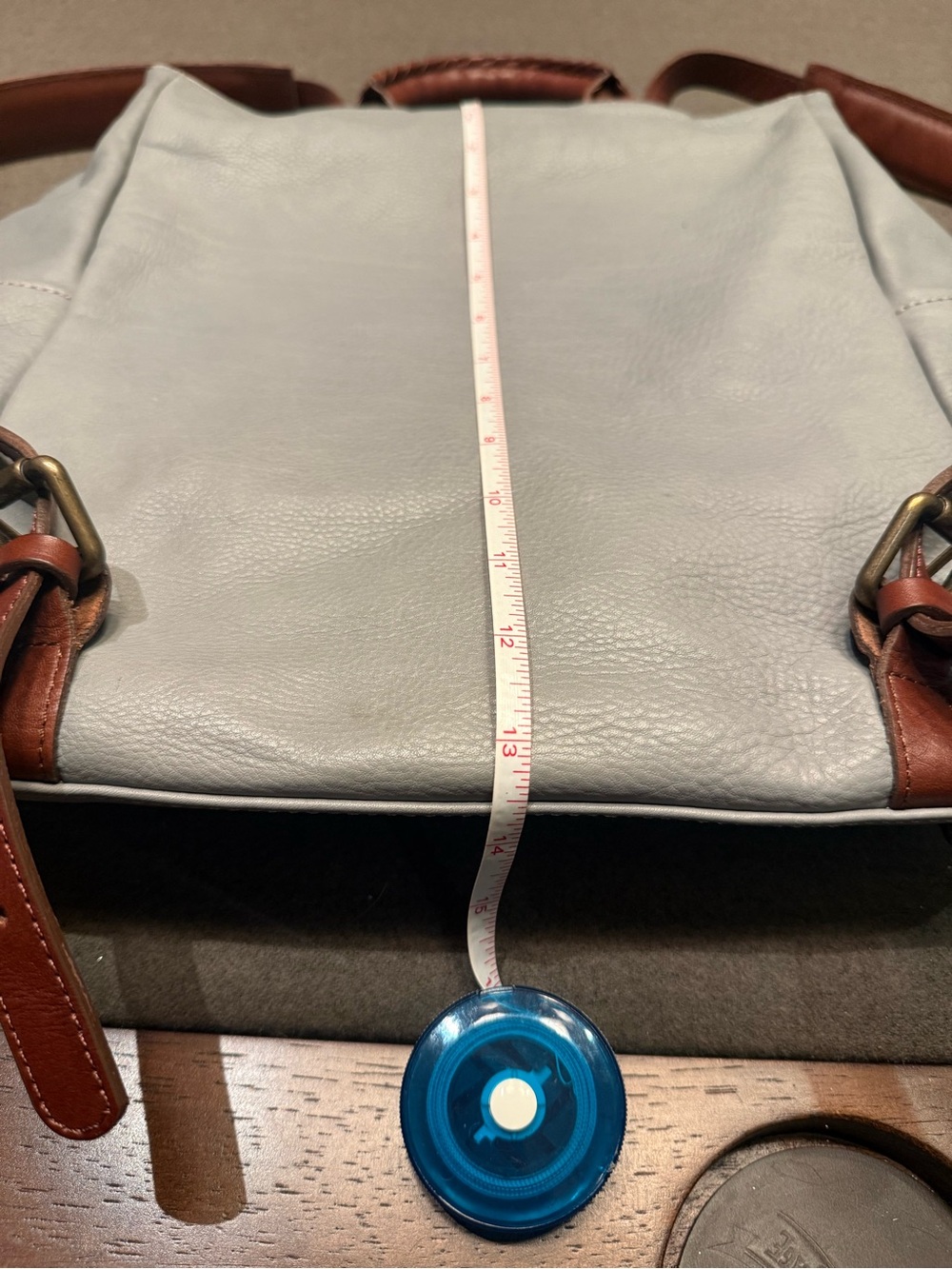 Sundance Leather Backpack in Light Gray with Tan Accents - Picture 10 of 10